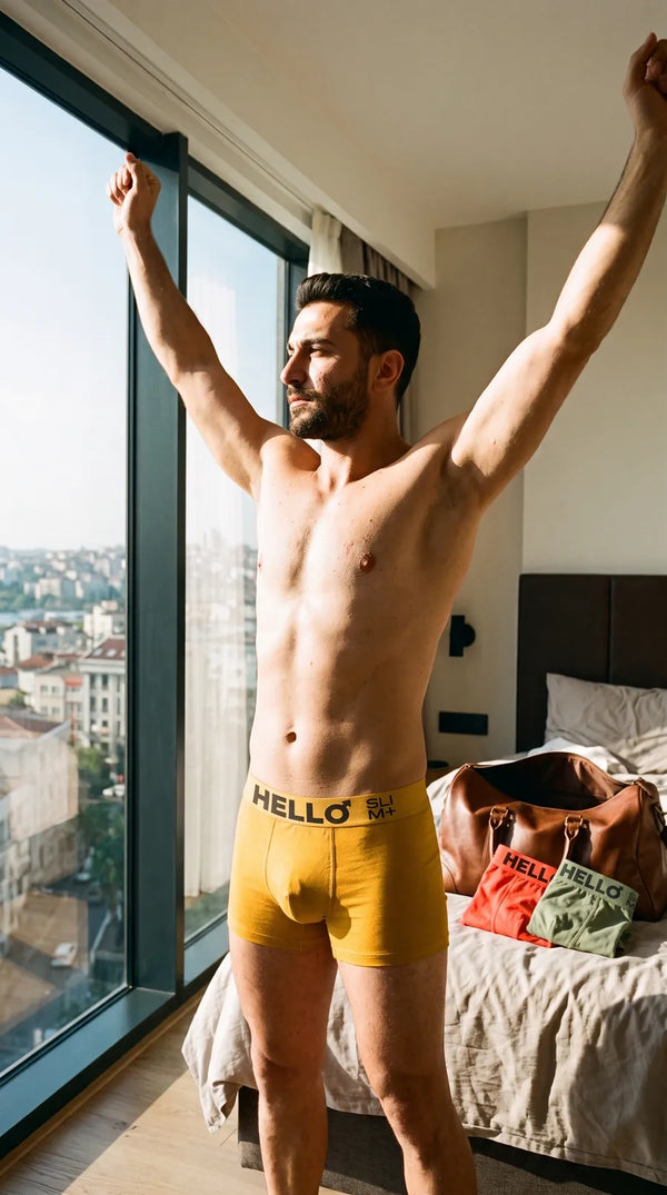 Hello Slim pamuklu erkek boxer — günlük yaşam