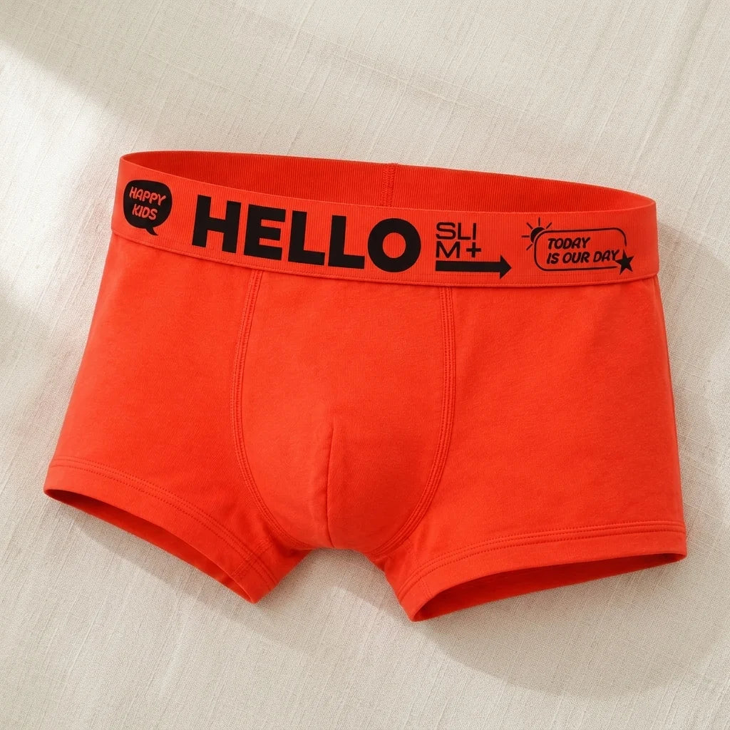 Hello Slim Kids Retro Mercan pamuklu çocuk boxer