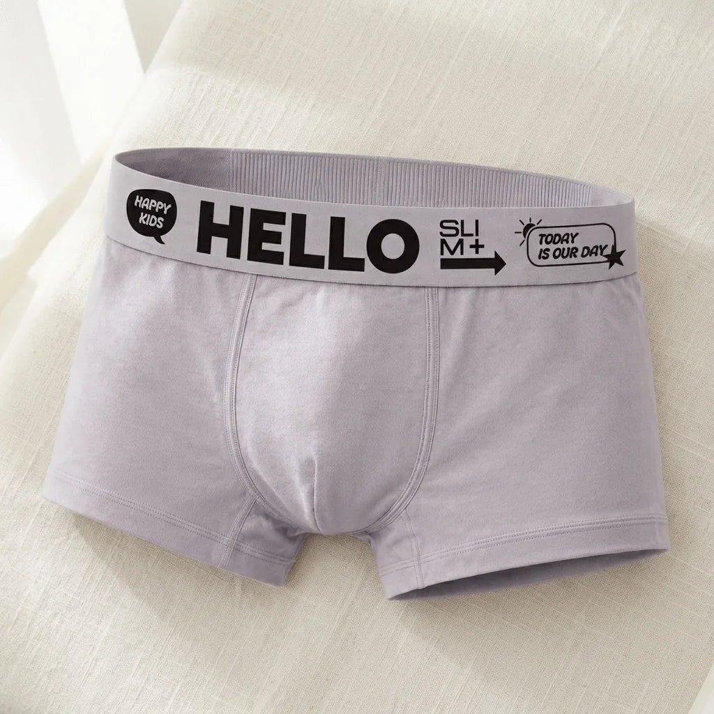 Hello Slim Kids Sis Grisi pamuklu çocuk boxer