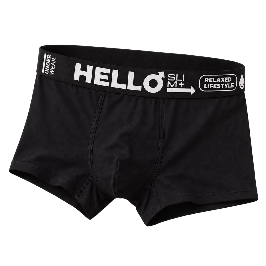 Hello Slim Derin Siyah pamuklu erkek boxer