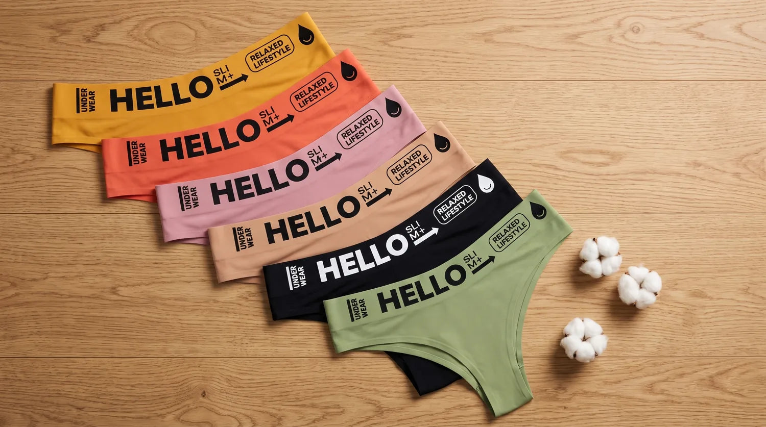 Hello Slim kadın 6'lı premium cheeky seti — 6 renk dikişsiz külot