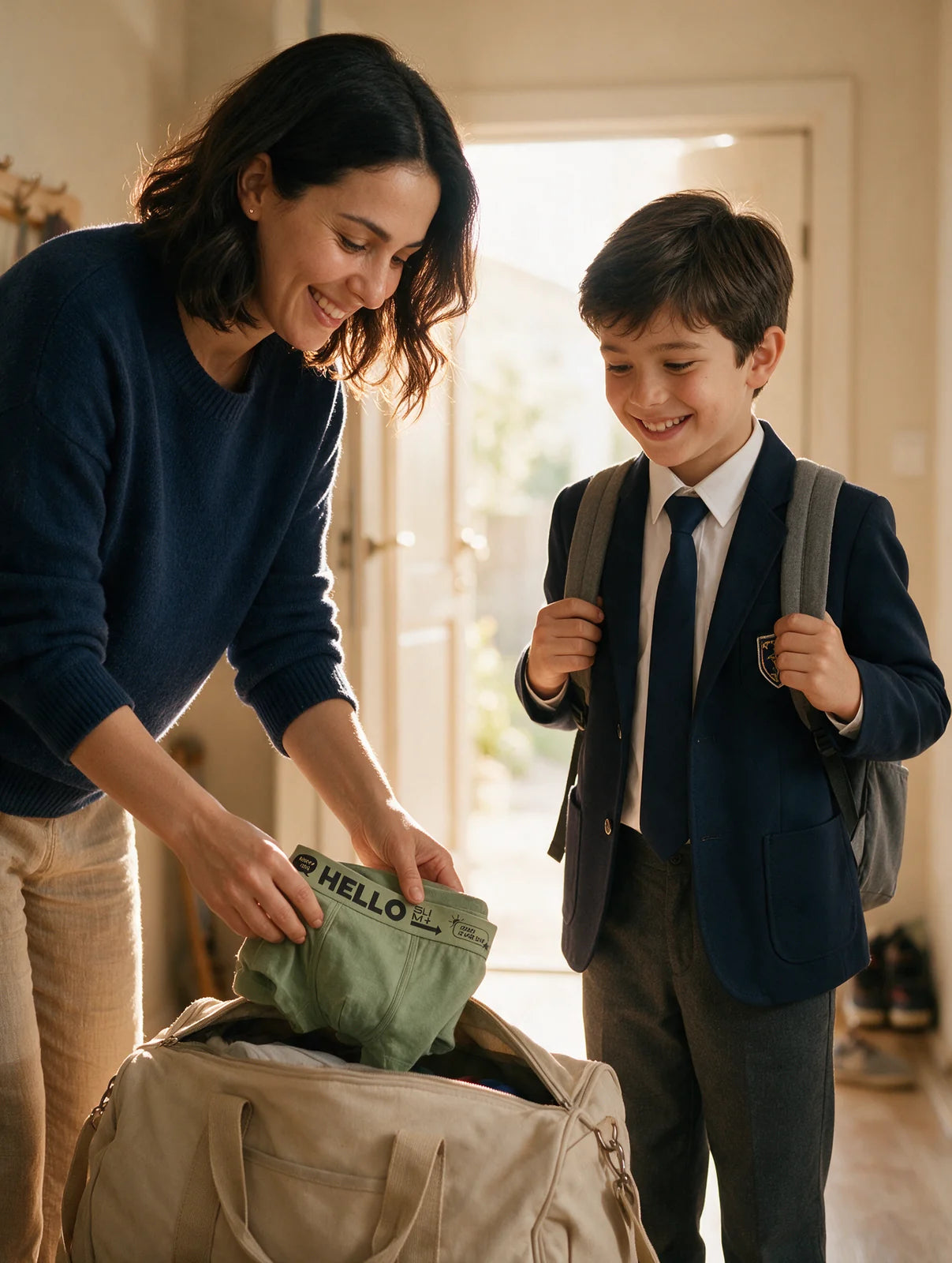 Hello Slim Kids çocuk boxer — okul çantası hazırlığı