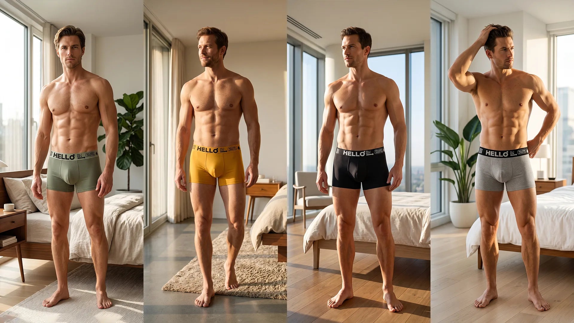Hello Slim premium erkek boxer koleksiyonu — 6 renk pamuklu boxer