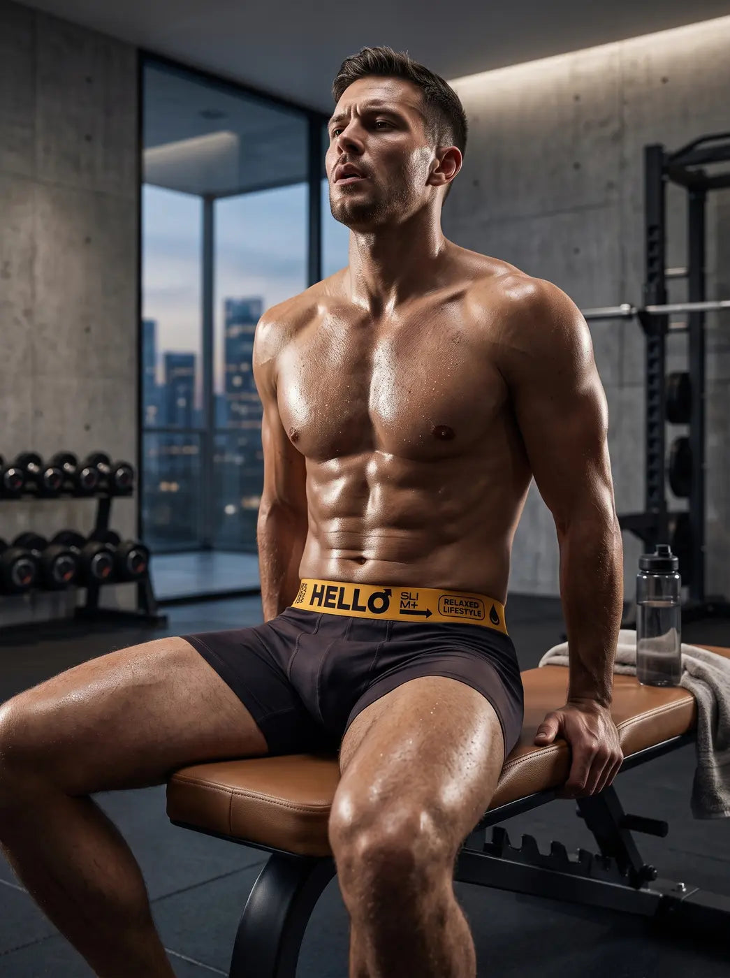 Hello Slim Derin Siyah boxer — spor salonunda